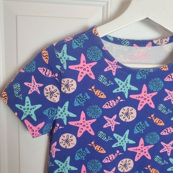Vineyard Vines Dress Girls L Large Sea Critters Royal Ocean Soft Jersey Knit - Picture 8 of 10